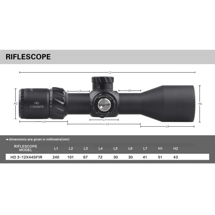 DISCOVERYOPT HD 3-12X44SPR Rifle Scope