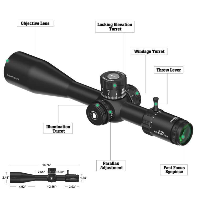 DISCOVERYOPT ED-PRS GENII 4-20X52SFIR FFP MRAD Rifle Scope