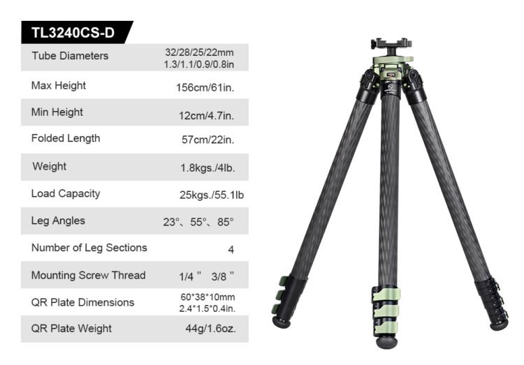 SUNWAYFOTO TL3240CS-D Carbon Fiber Tripod
